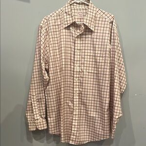 Men's Checkered Shirt - Red and White polo shirt large non iron